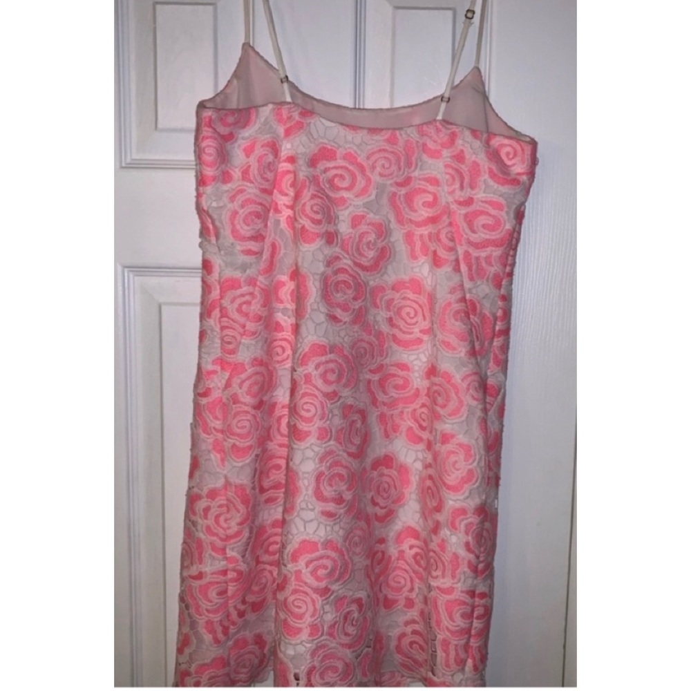 Lilly Pulitzer Beth Pink & White Two Tone Floral Lace Overlay Dress, Size 0 - Picture 3 of 8